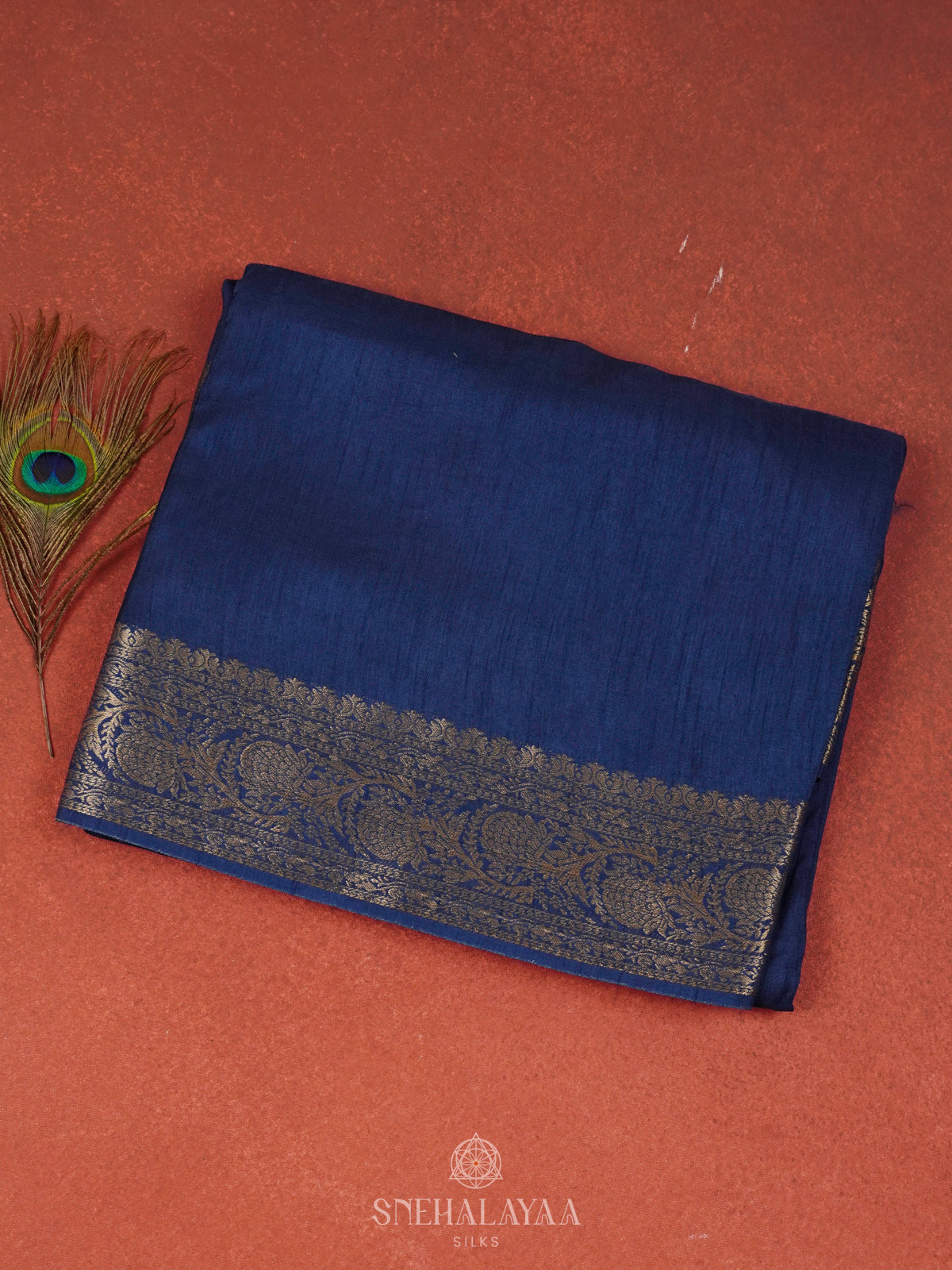 Navy Blue Banaras Silk Saree