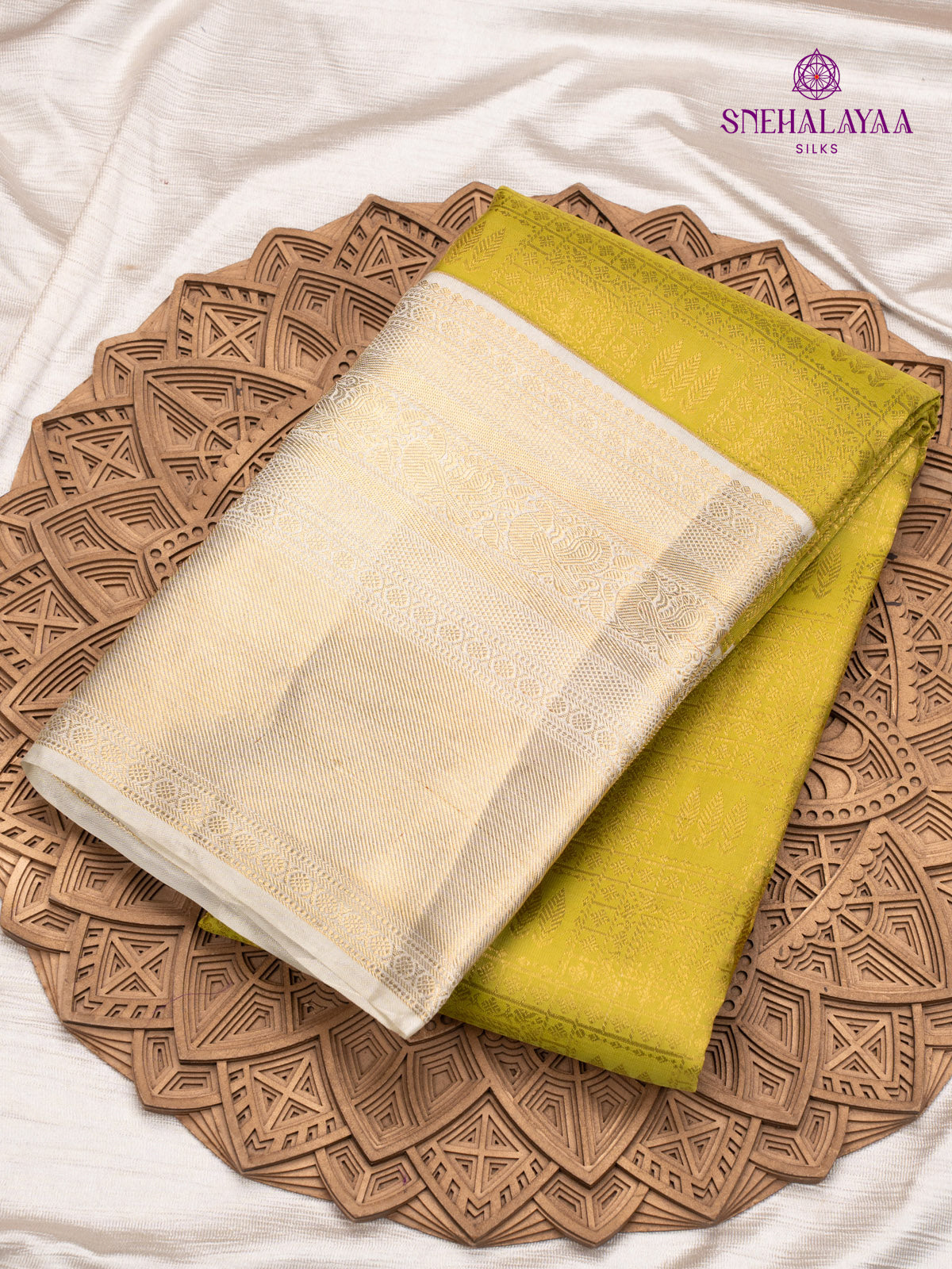 Lime Green Kanjivaram Silk Saree