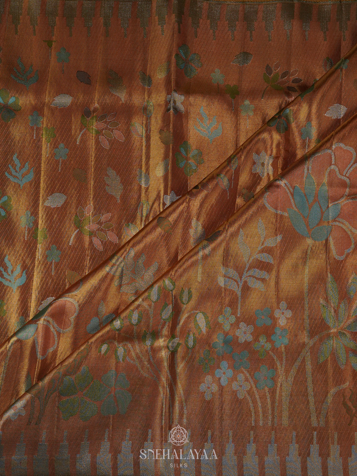 Golden Kanjivaram Silk Saree