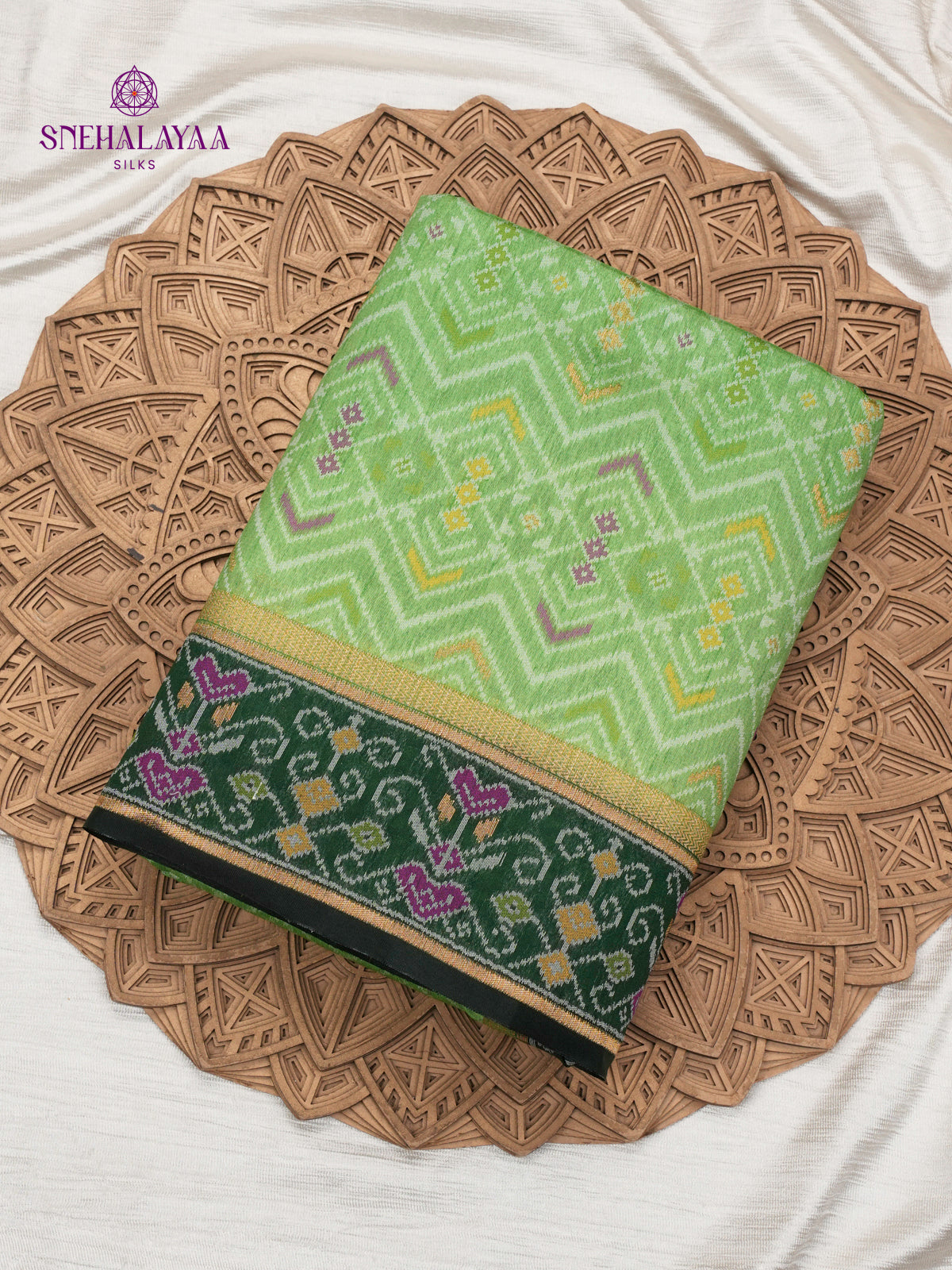 Pista Green Ikat Saree