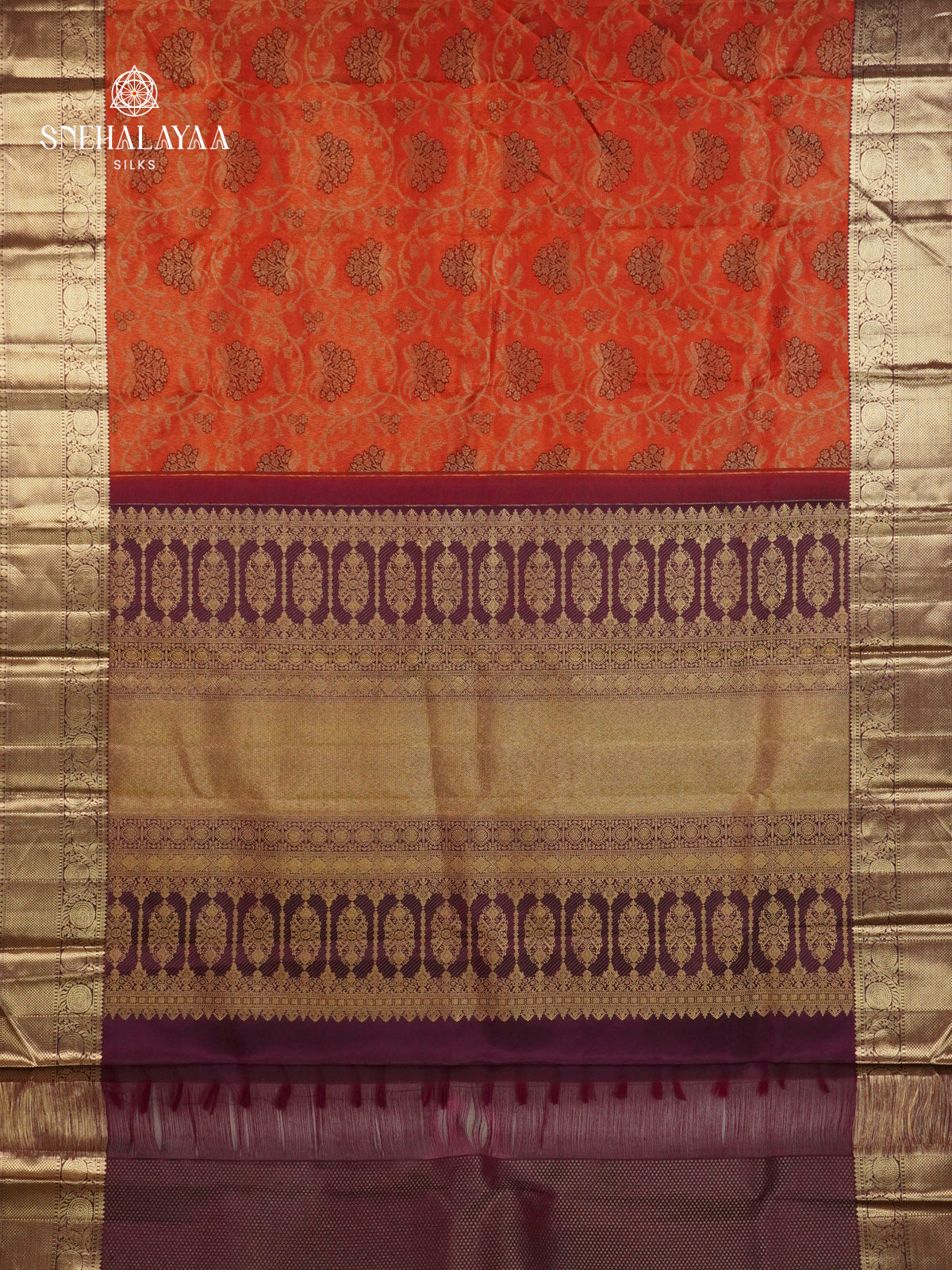 Rich Orange Kanjivaram Silk Saree