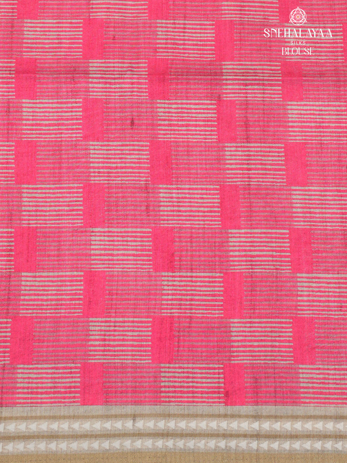 Beige Printed Tussar Saree