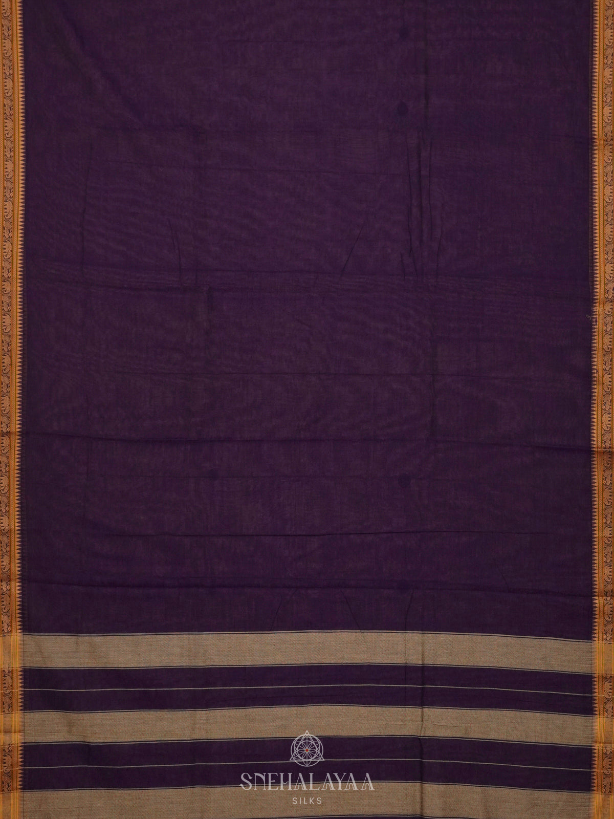 Purple Narayanpet Cotton Saree without Blouse