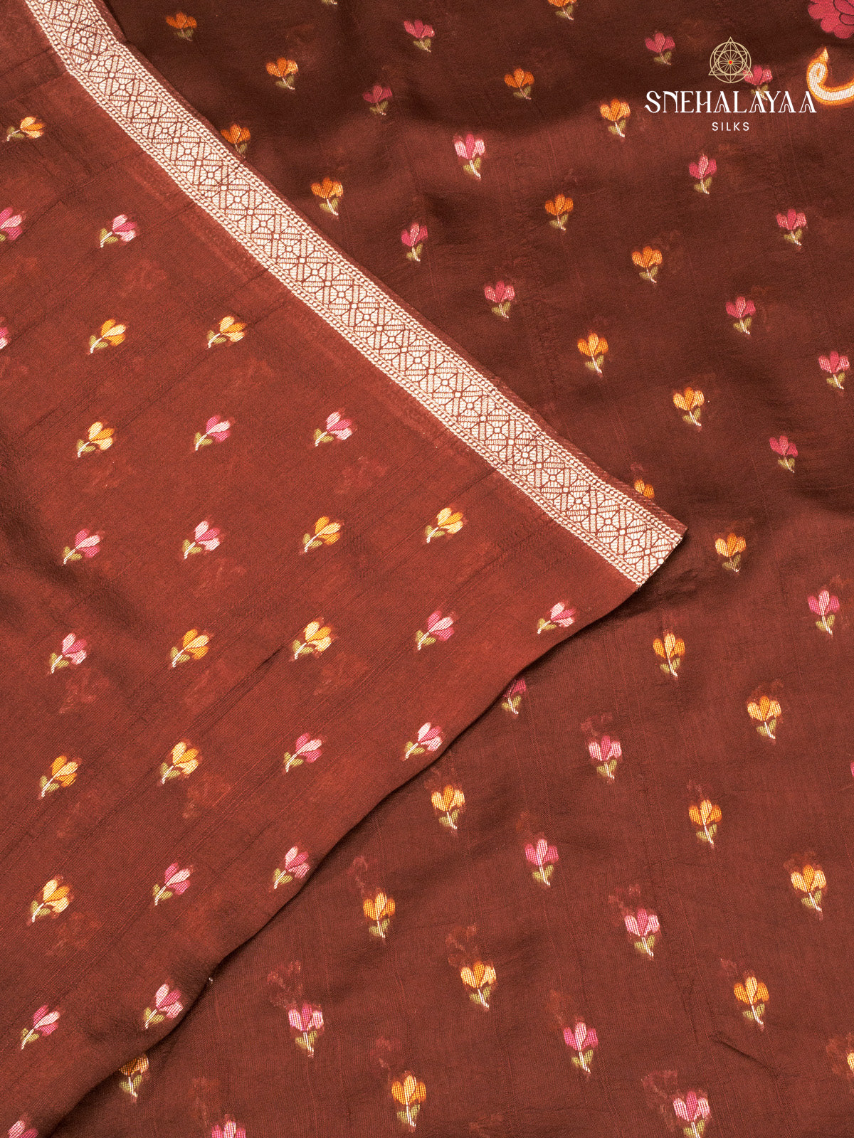 Brown Semi Banaras Silk Saree