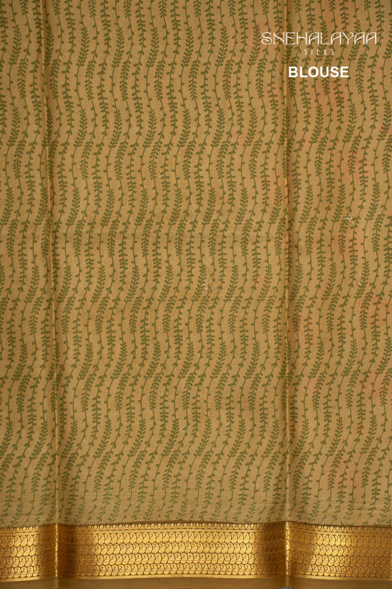 Olive Green Printed Mysore Silk Saree