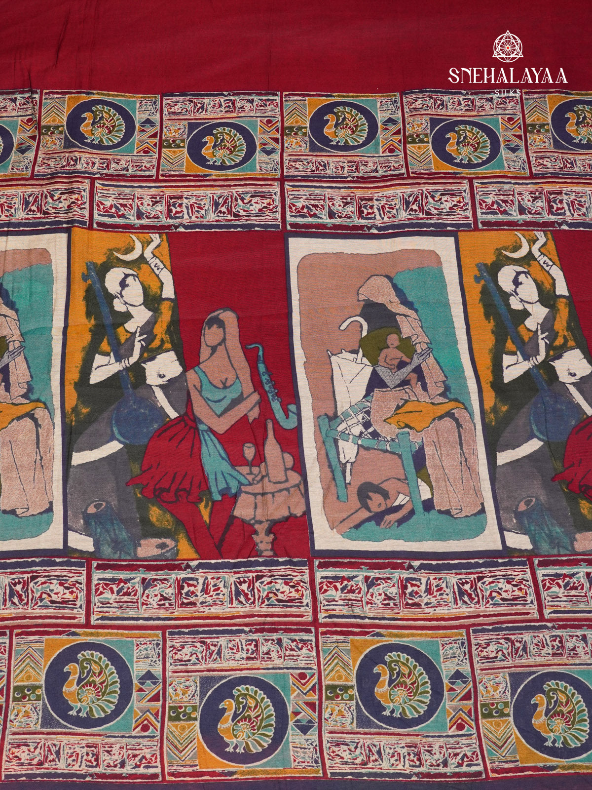 Maroon Munga Tussar Saree