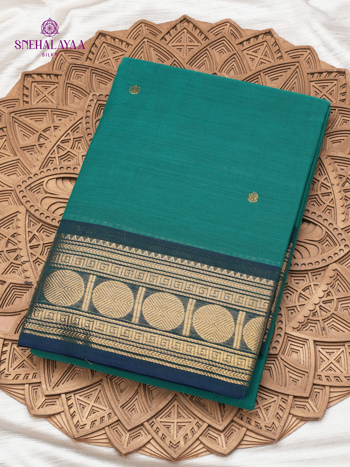 Peacock Blue Chettinad Cotton Saree