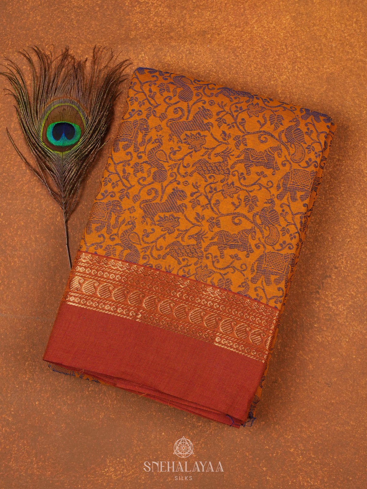 Mustard Yellow Chettinad Cotton Saree