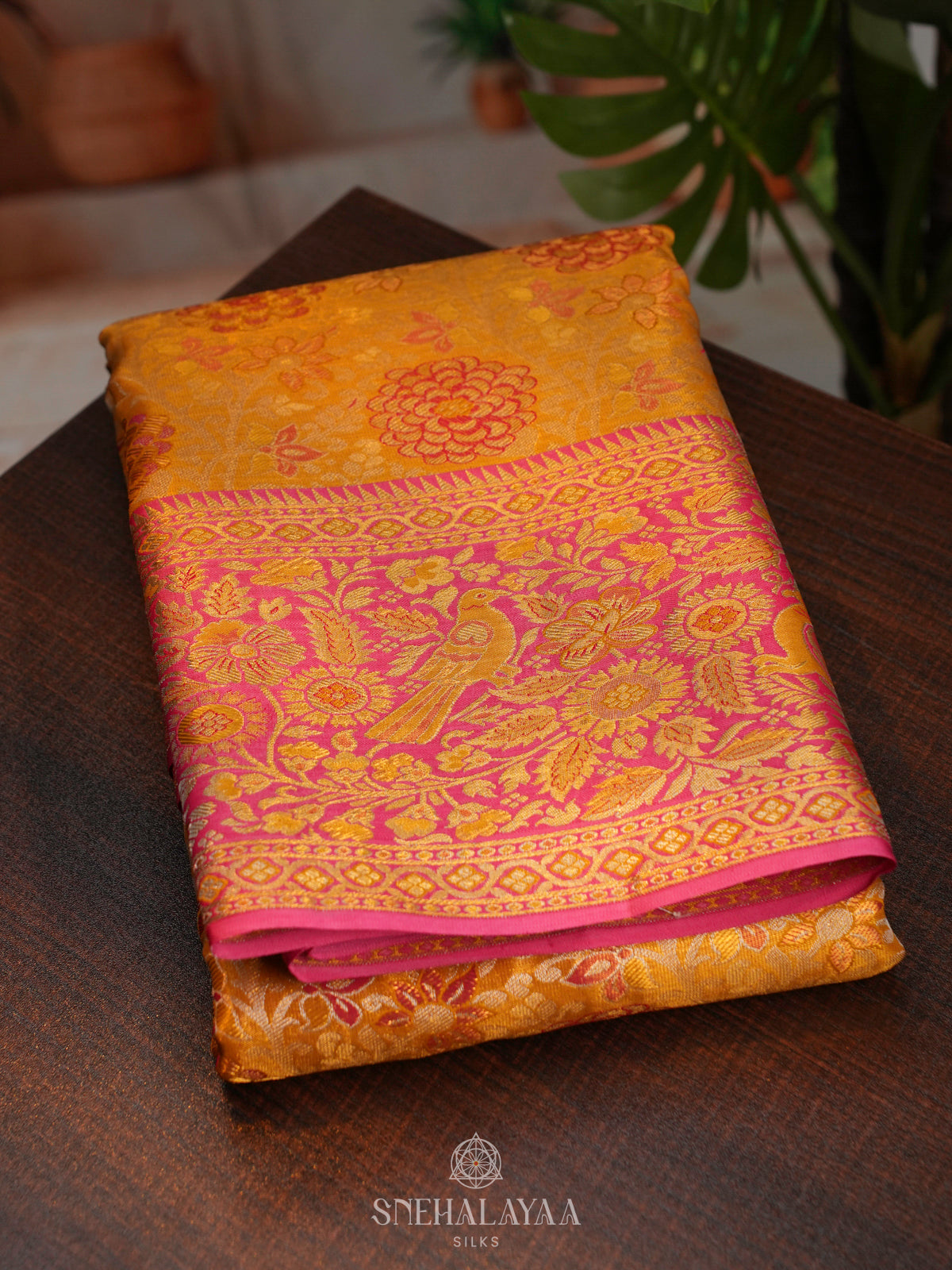 Golden Kanjivaram Silk Saree