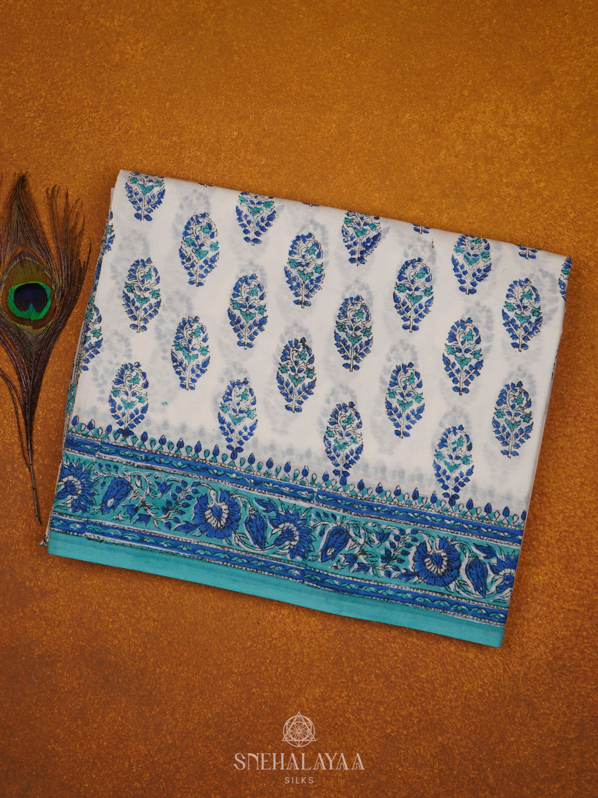 White Jaipur Cotton Saree