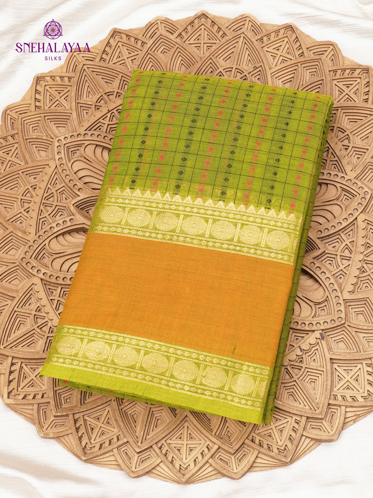 Lime Green Pure Kanchi Cotton Saree
