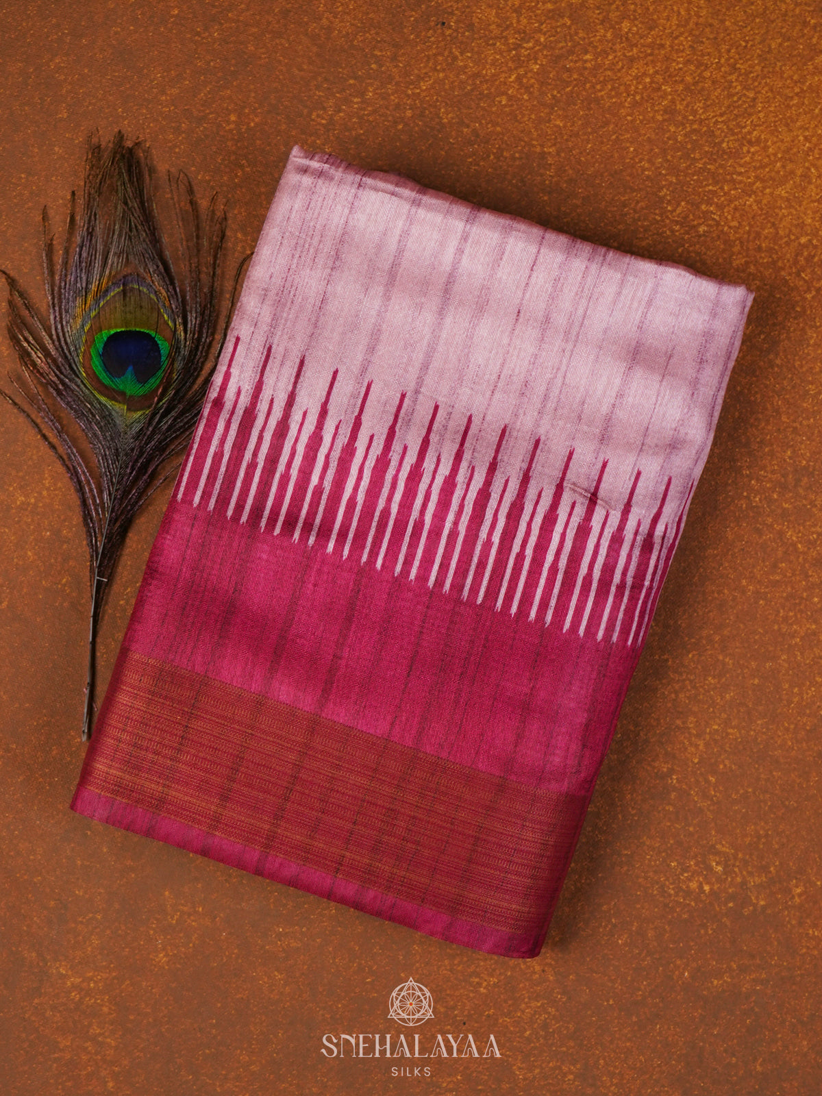 Pale Pink Tussar Saree