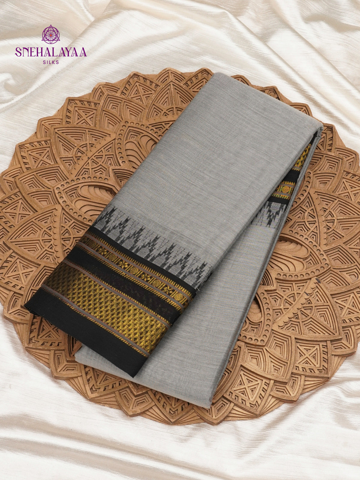 Grey Narayanpet Cotton Saree