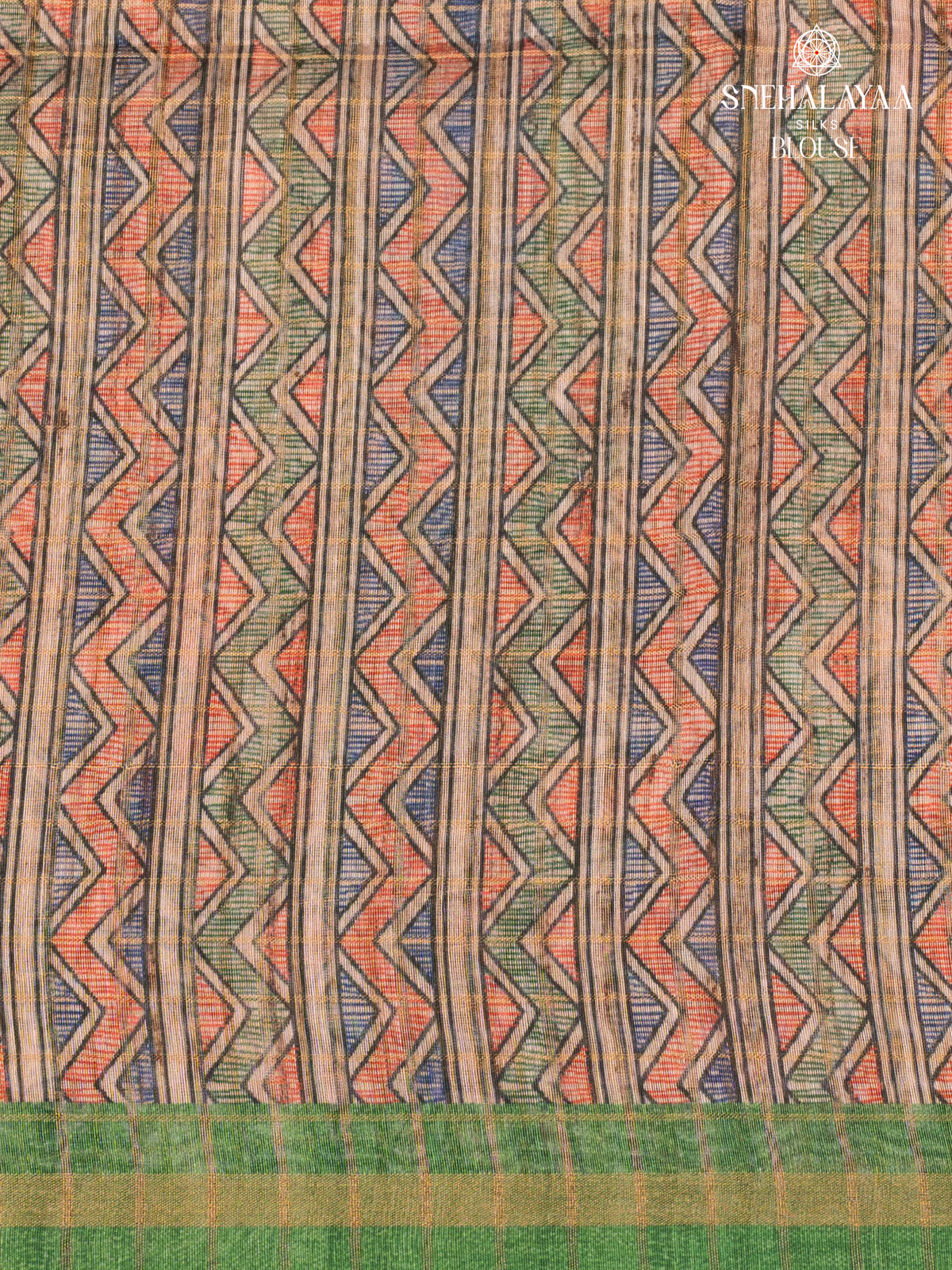 Green Madhubani Saree