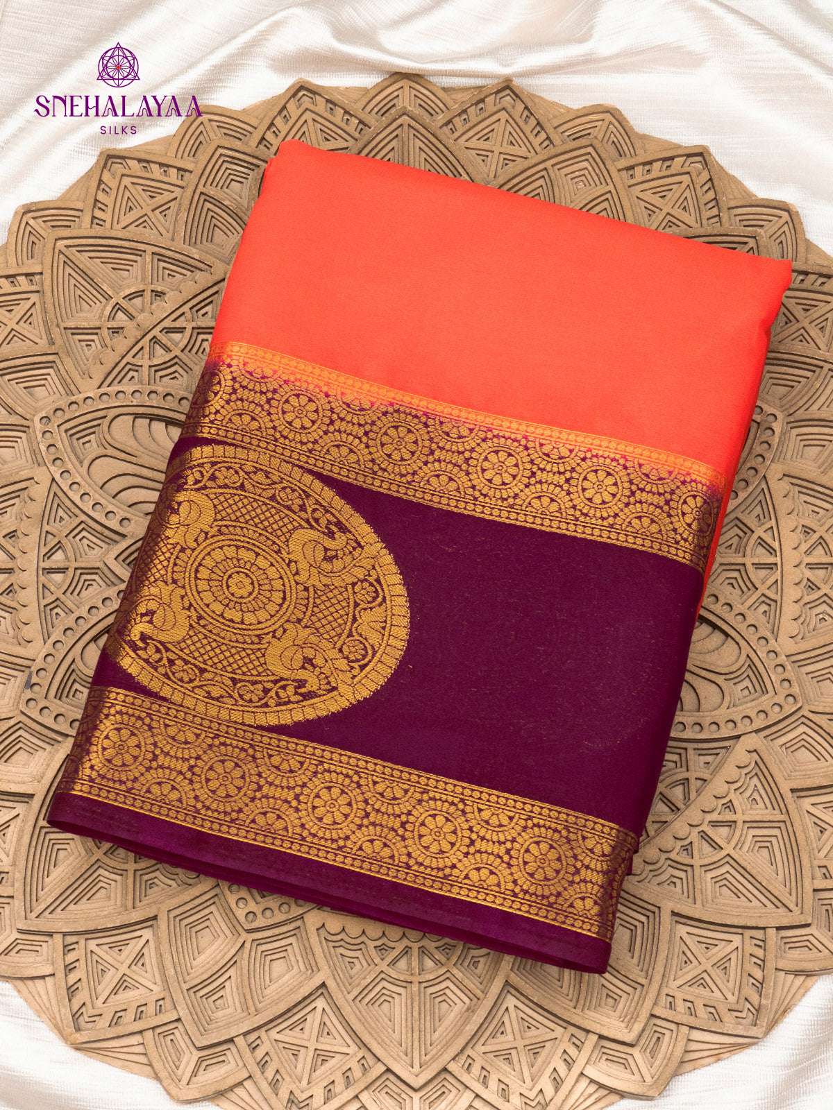 Orange Mysore Silk Saree