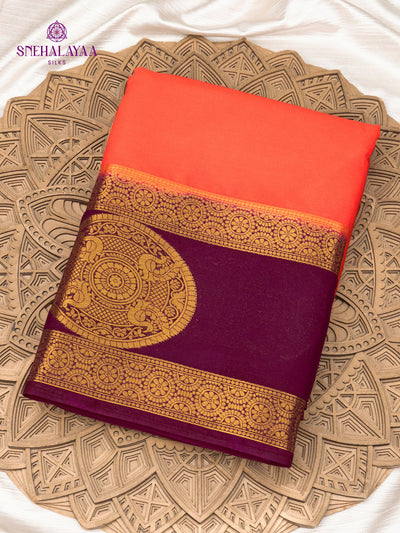 Orange Mysore Silk Saree