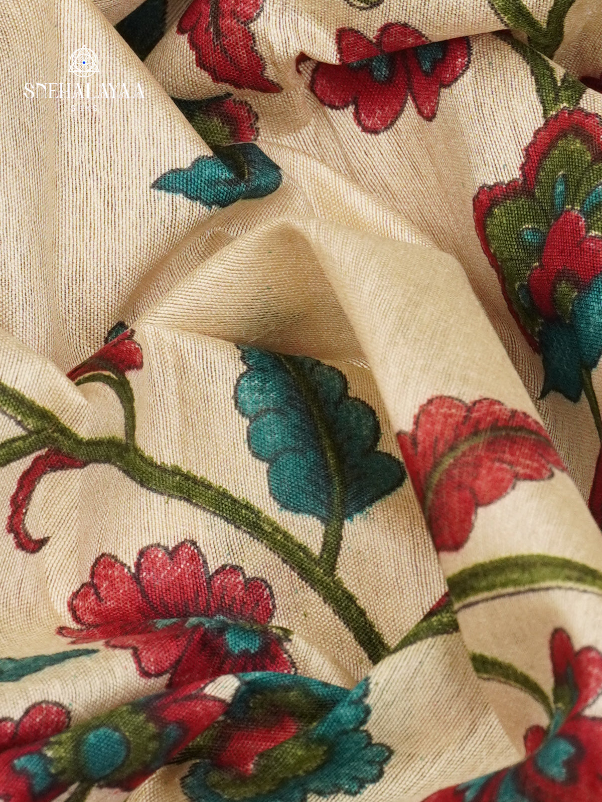 Cream Bamboo Silk Saree