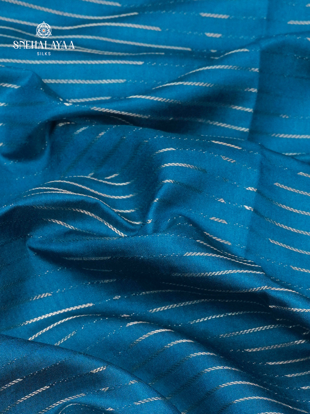 Teal Blue Raw Silk Saree