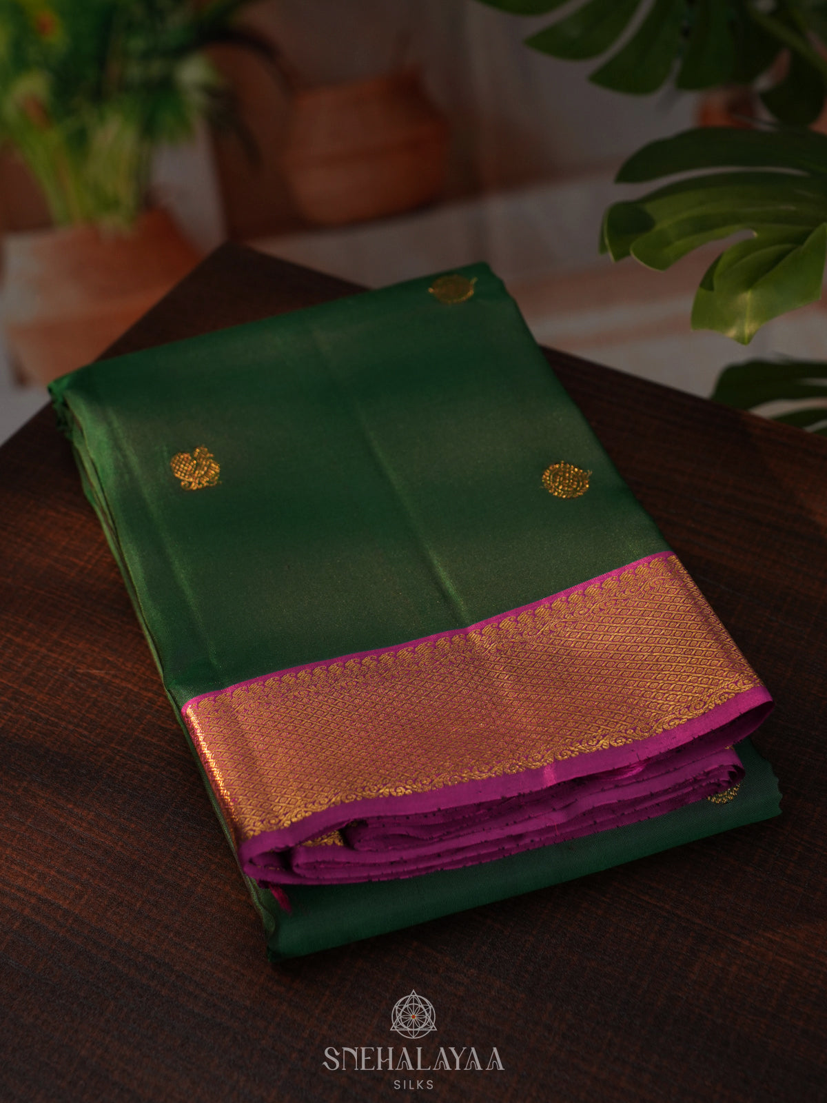 Forest Green Kanjivaram Silk Saree