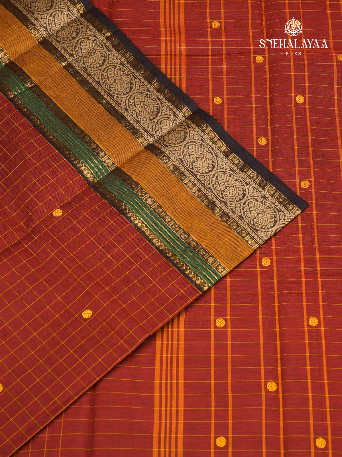 Maroon Chettinad Cotton Saree