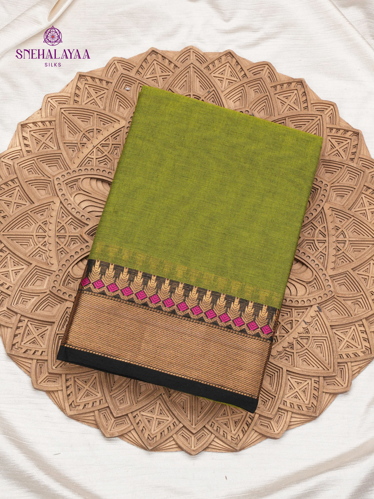 Moss Green Chettinad Cotton Saree