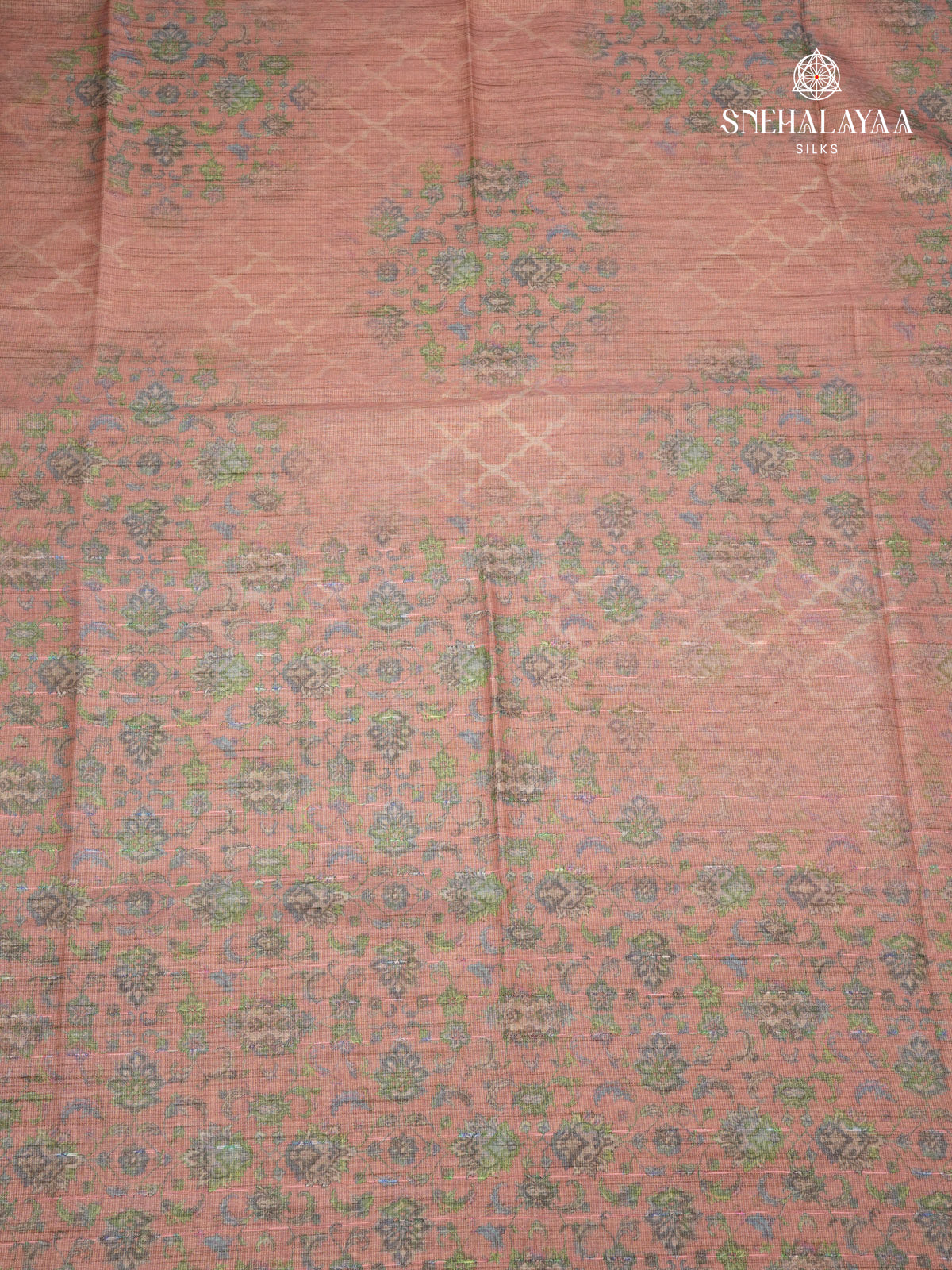 Maroon Floral Printed Tussar Saree