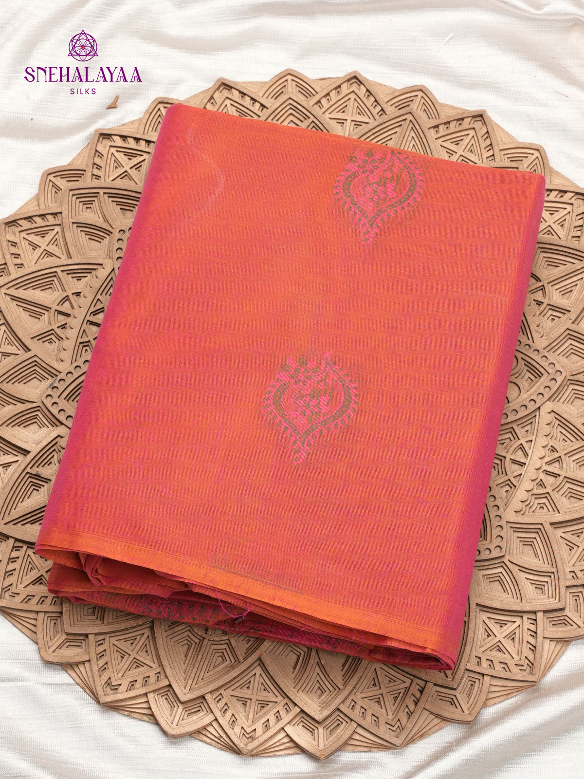 Rust Orange Handloom Cotton Saree