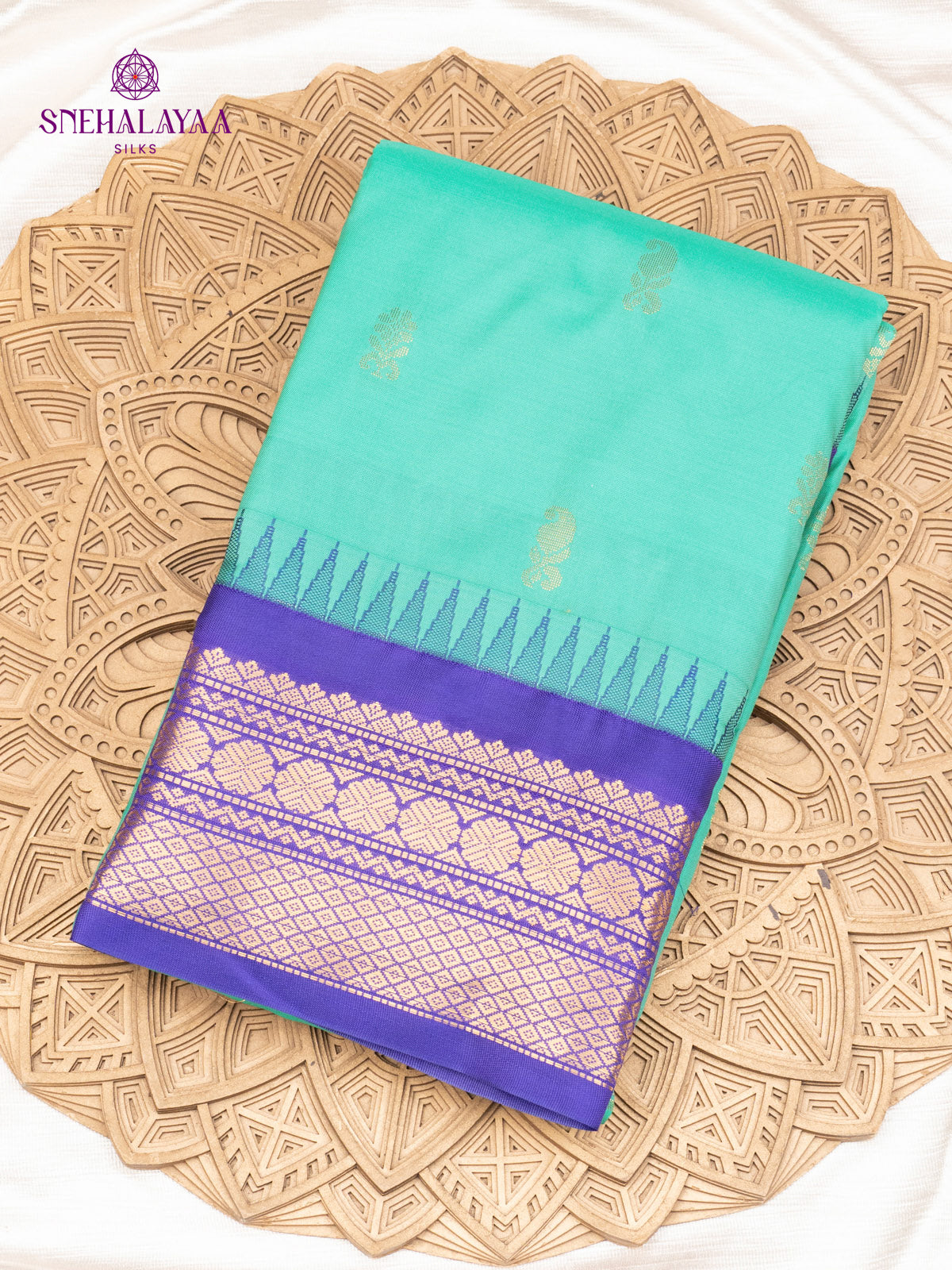 Aqua Green Gadwal Silk Saree