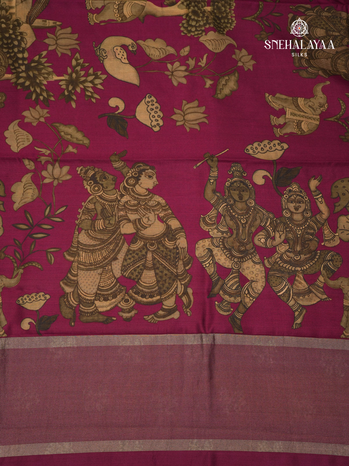 Magenta Chiniya Silk Saree