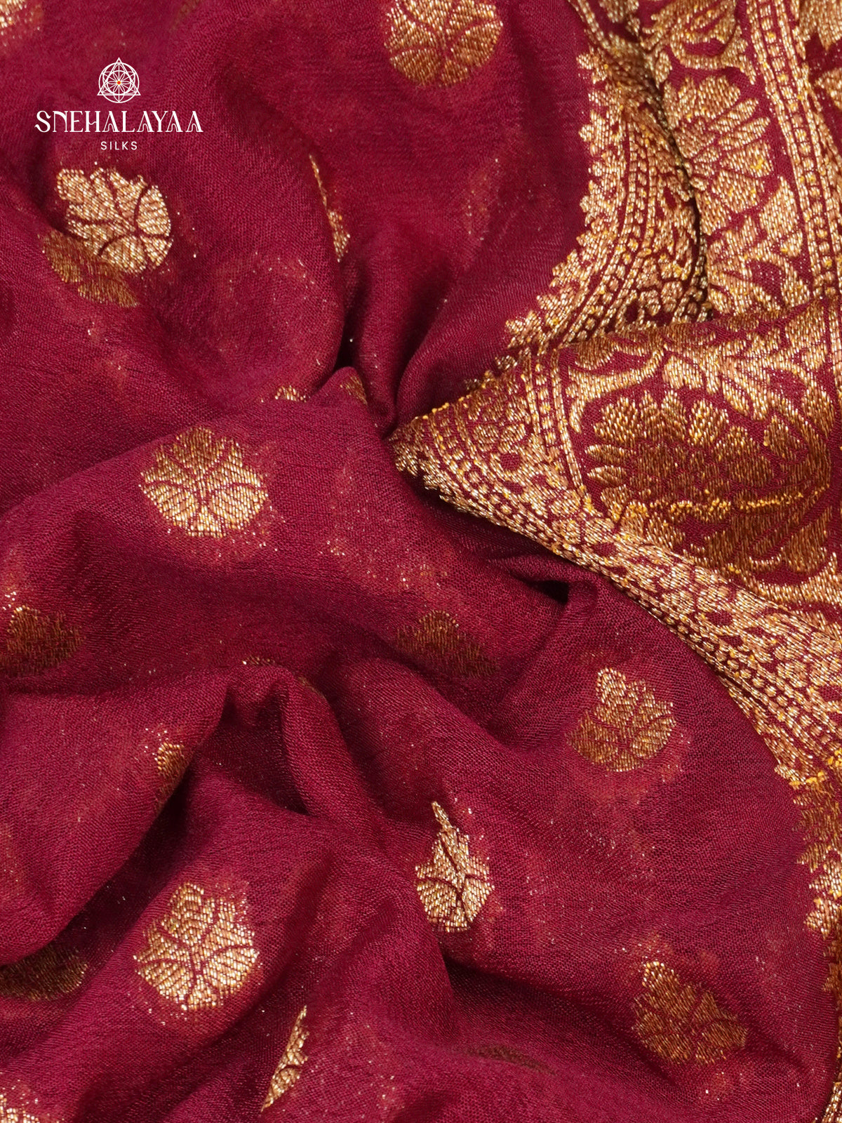 Maroon Banaras Crepe Silk Saree