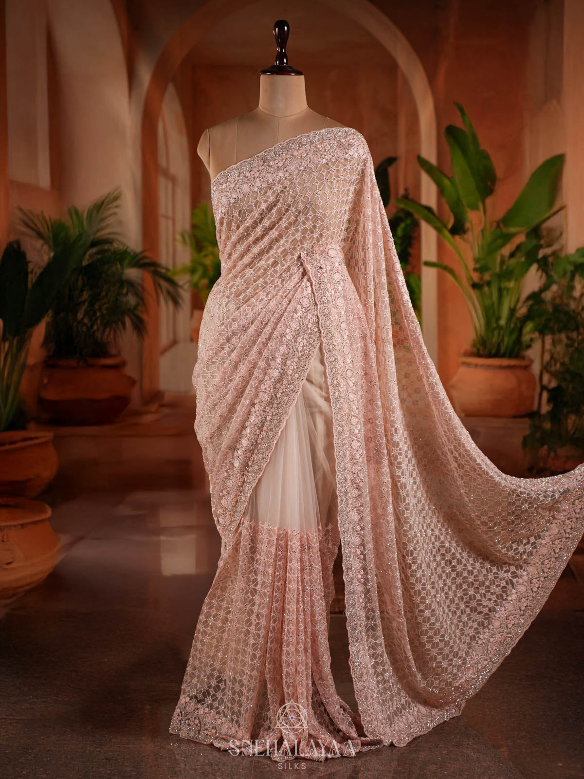 Pastel Pink Designer Saree