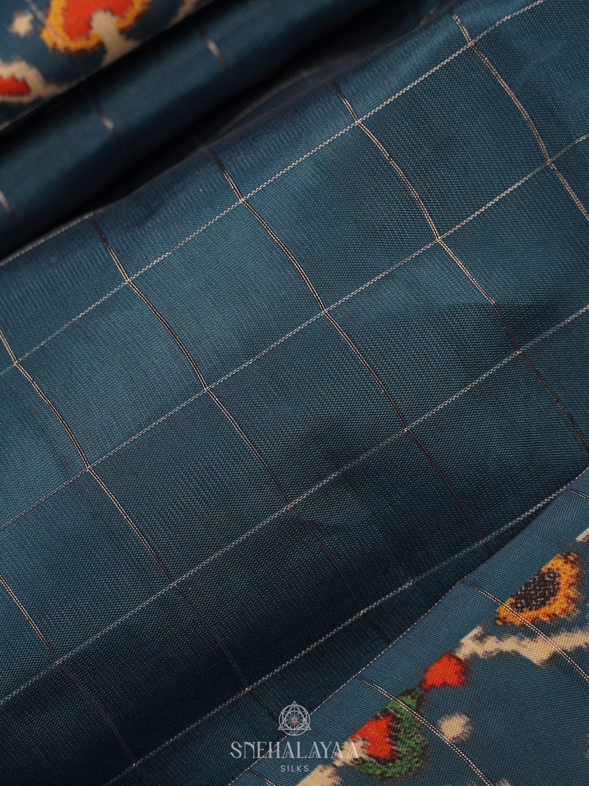 Teal Blue Tussar Saree