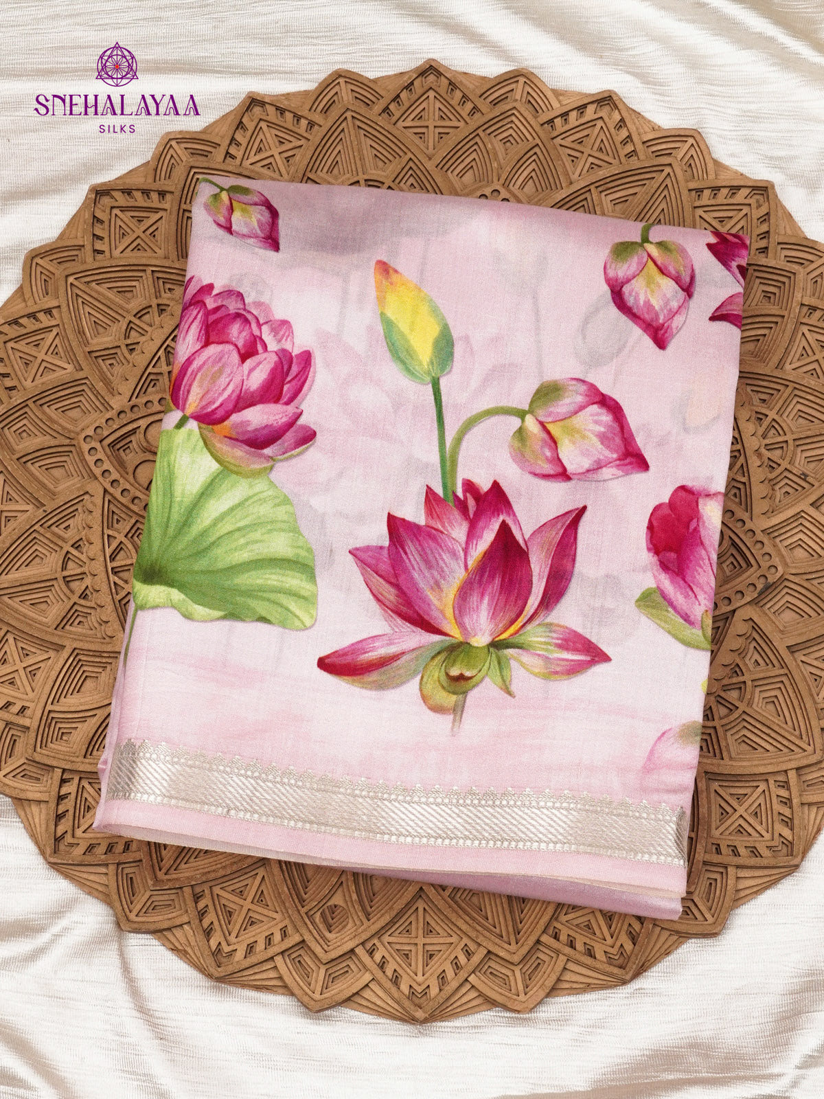 Pastel Pink Chiniya Silk Saree