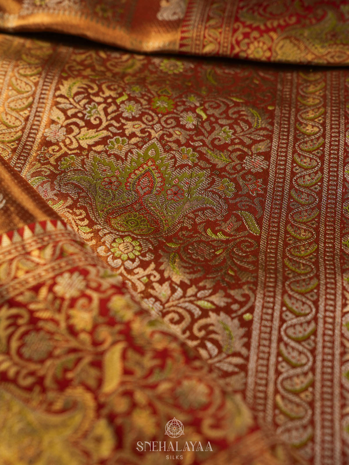 Golden Kanjivaram Silk Saree