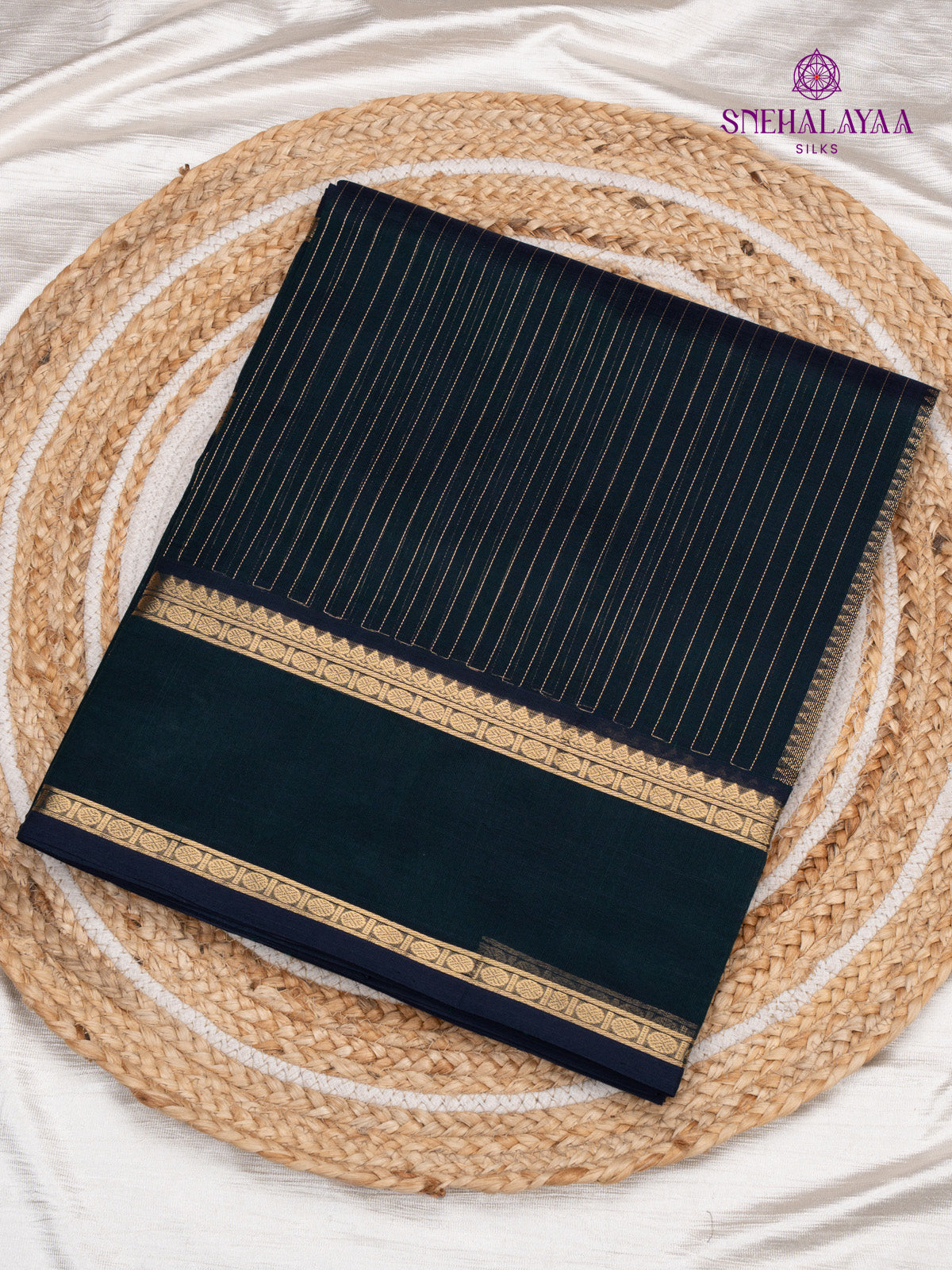 Black Kanchi Silk Cotton Saree