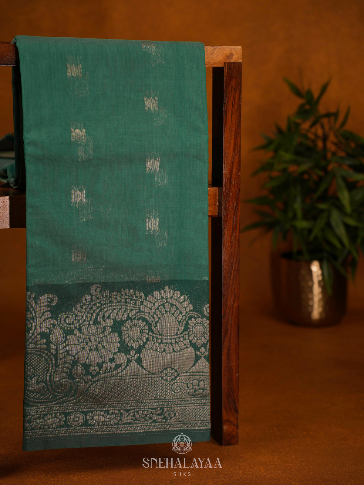 Teal Green Kanchi Silk Cotton Saree