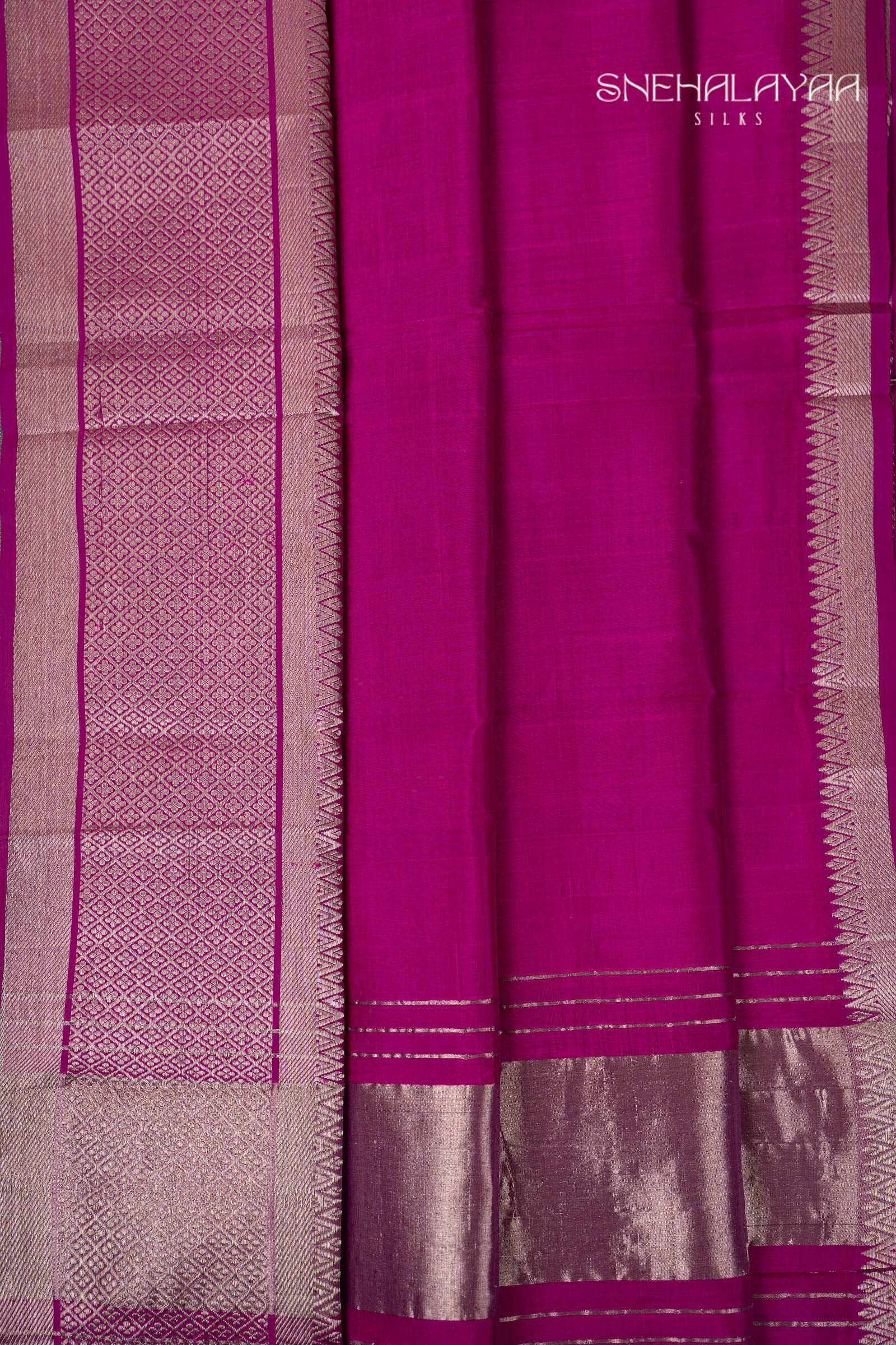 Magenta Purple Mangalgiri Silk Saree