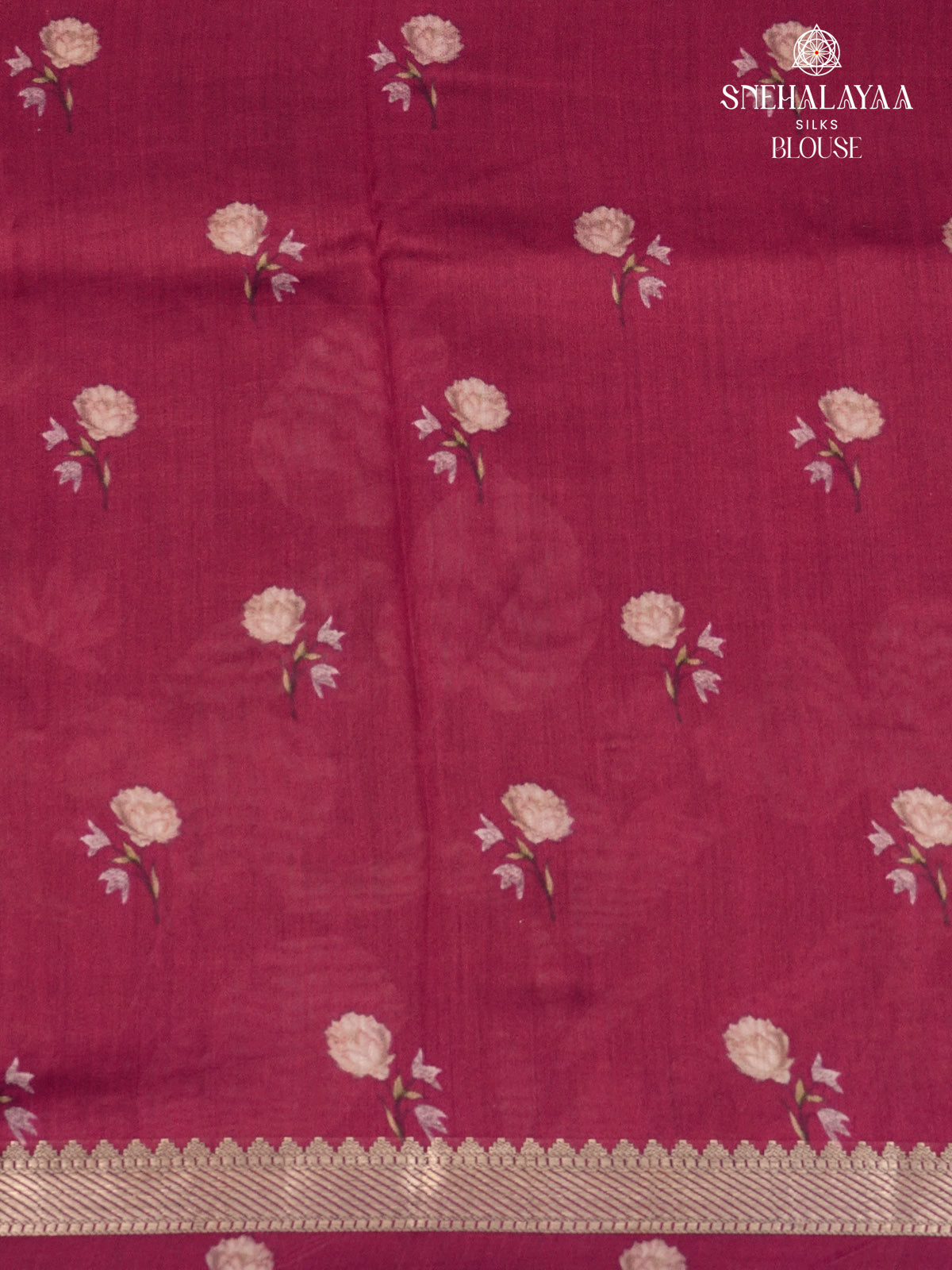 Burgundy Chiniya Silk Saree
