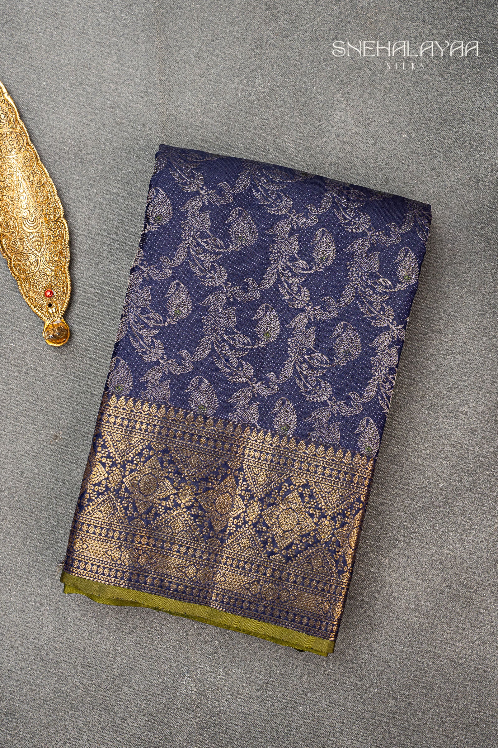 Berry Blue Kancheevaram Silk Saree