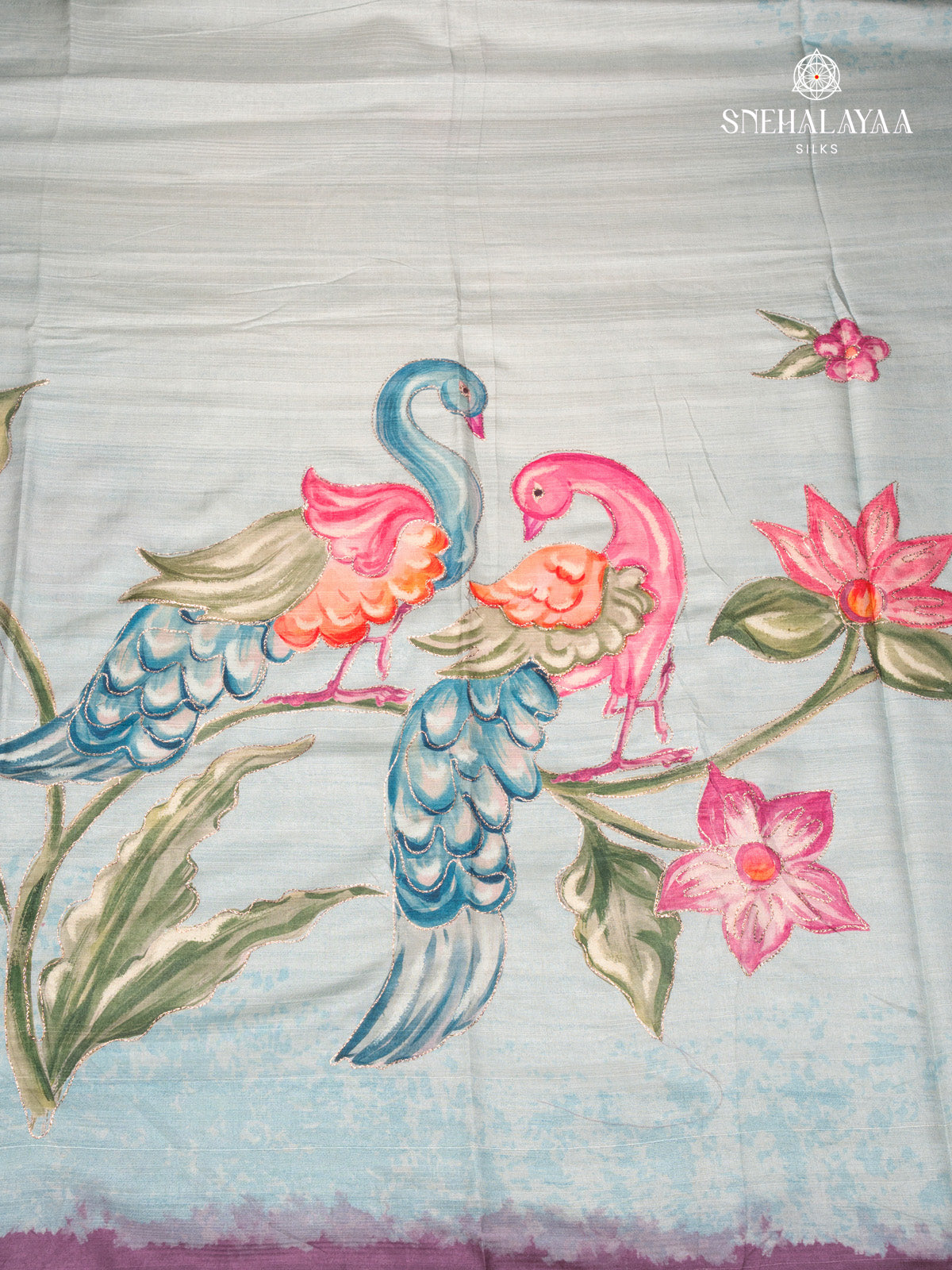 Pale Blue Tussar Saree