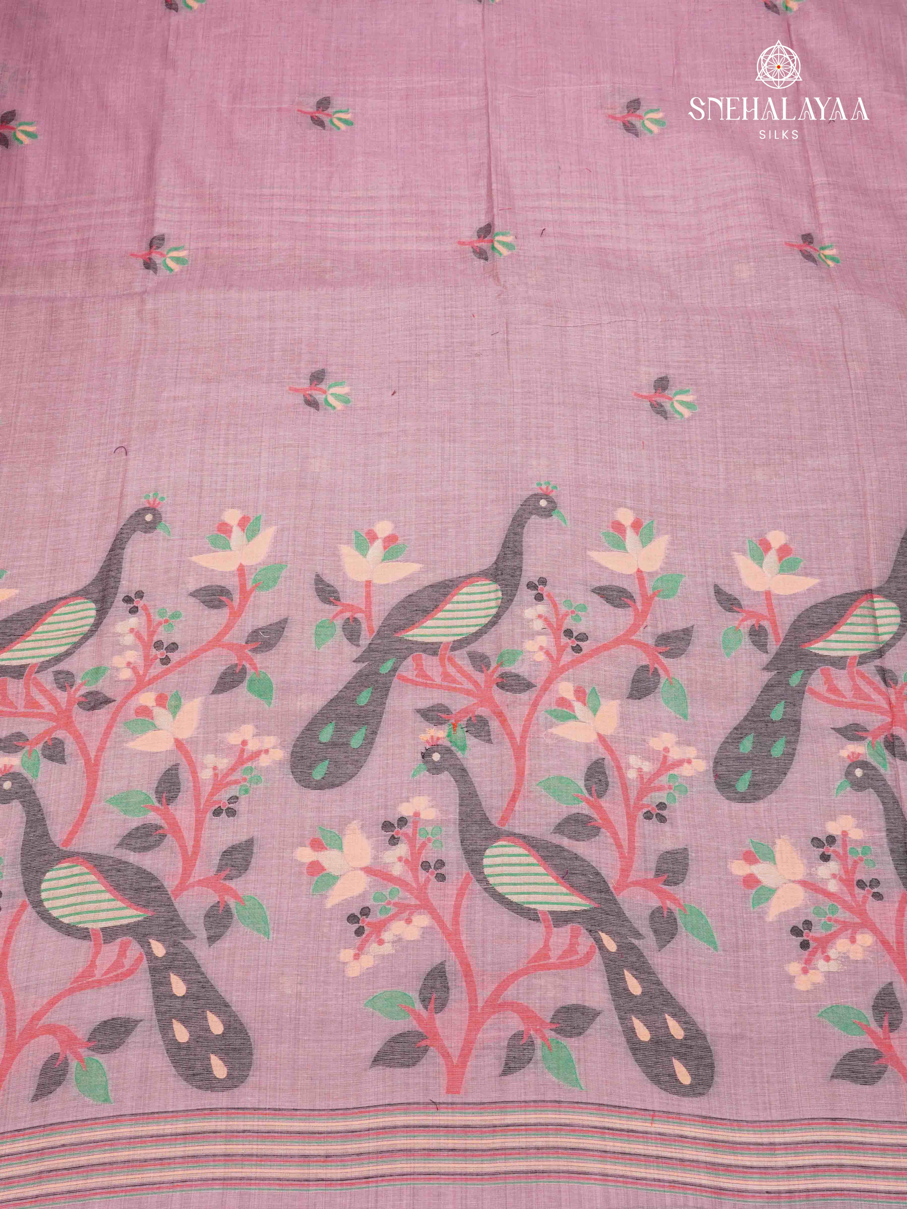 Lavender Munga Cotton Saree