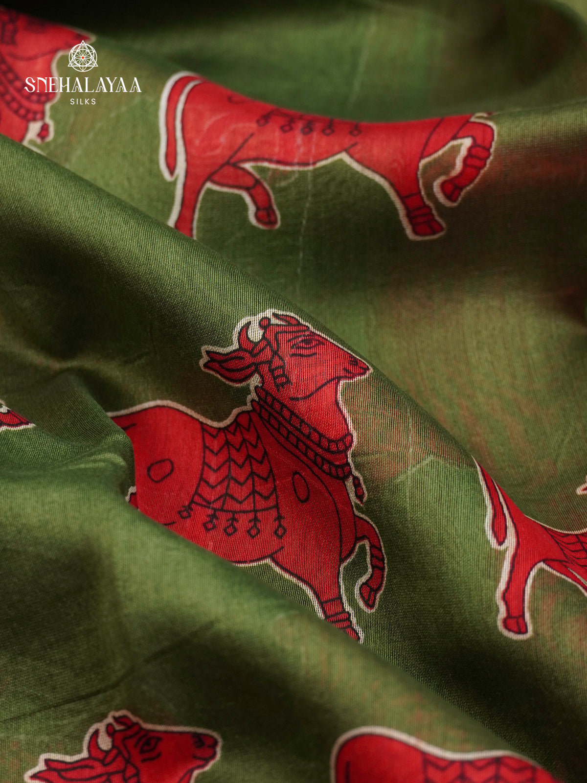 Olive Green Chanaderi Saree