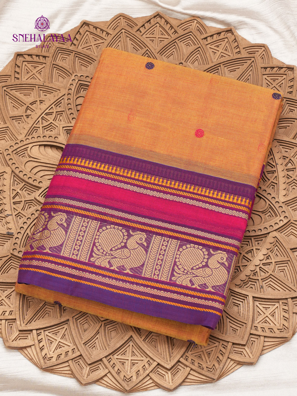 Orange Kanchi Cotton Saree