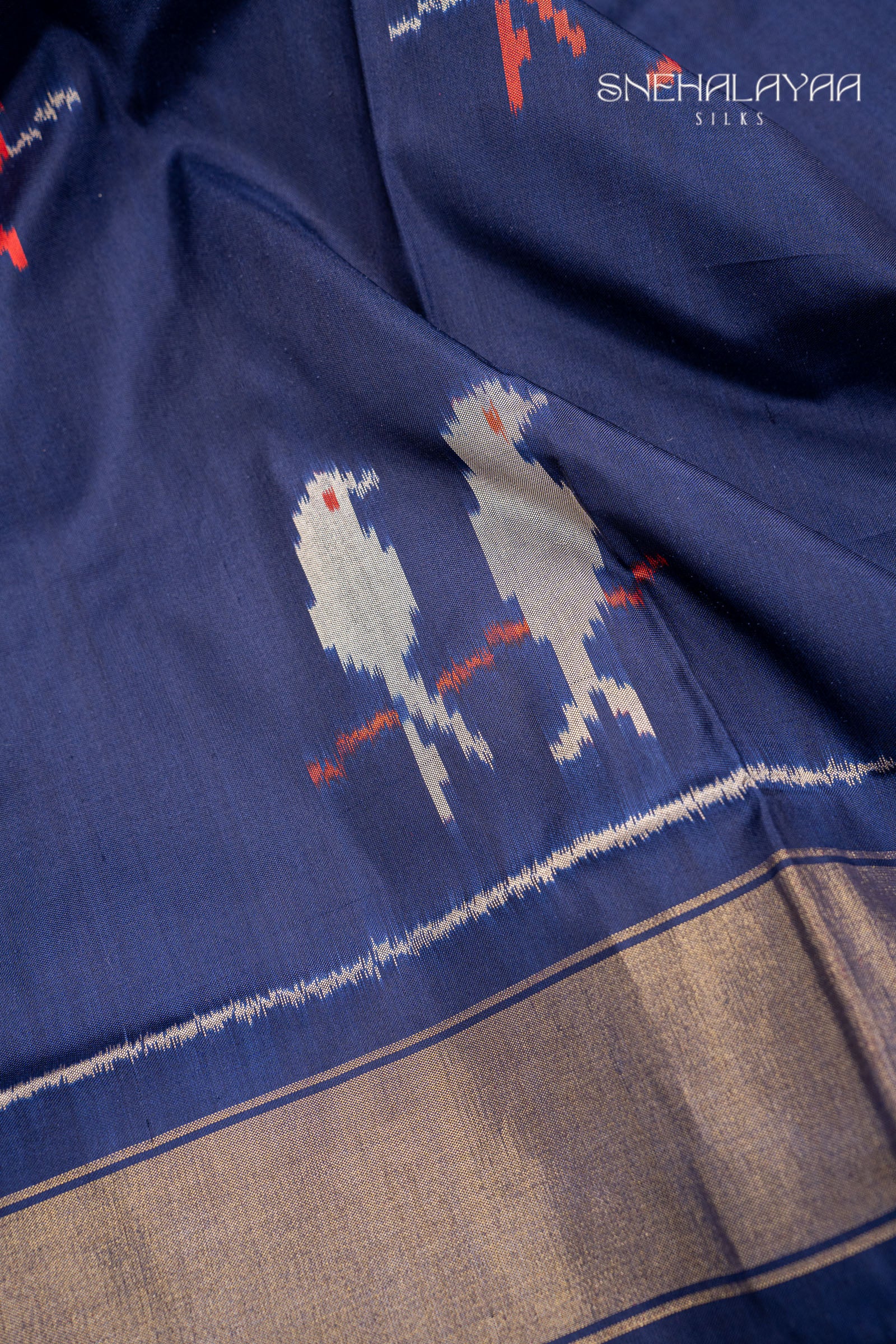 Indigo Blue Ikat Silk Saree