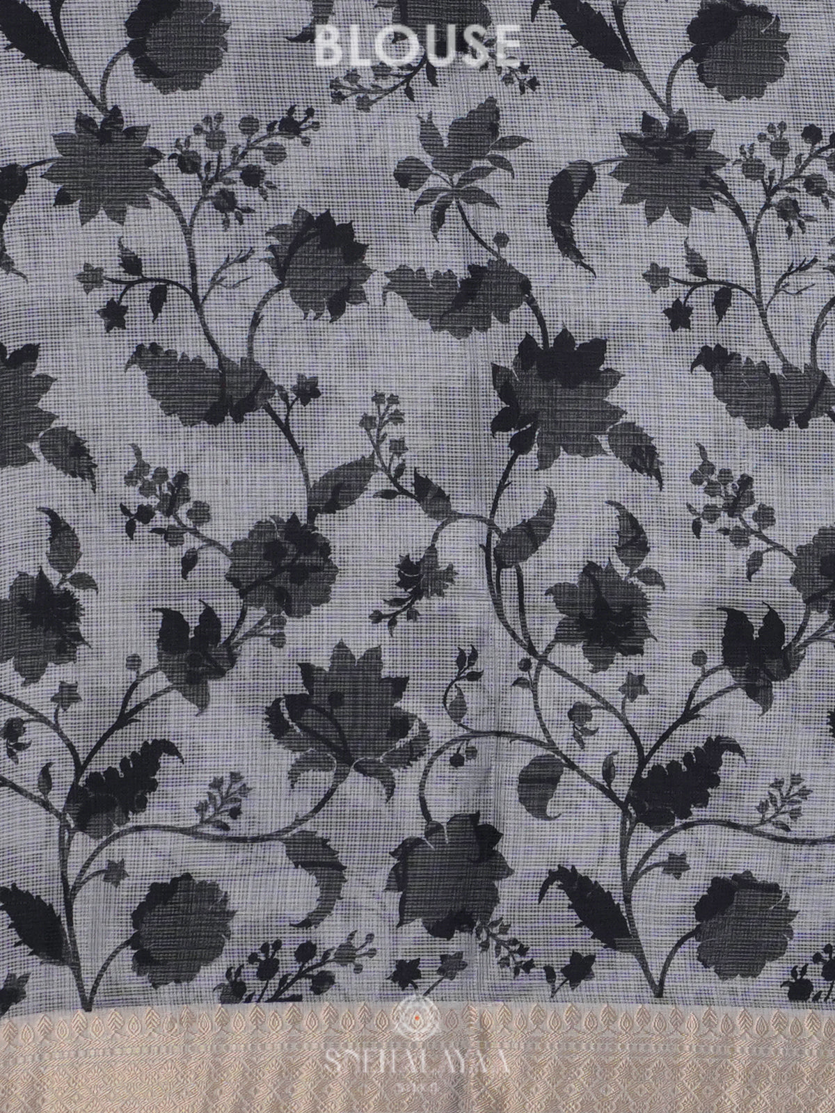 Grey Printed Kota Saree