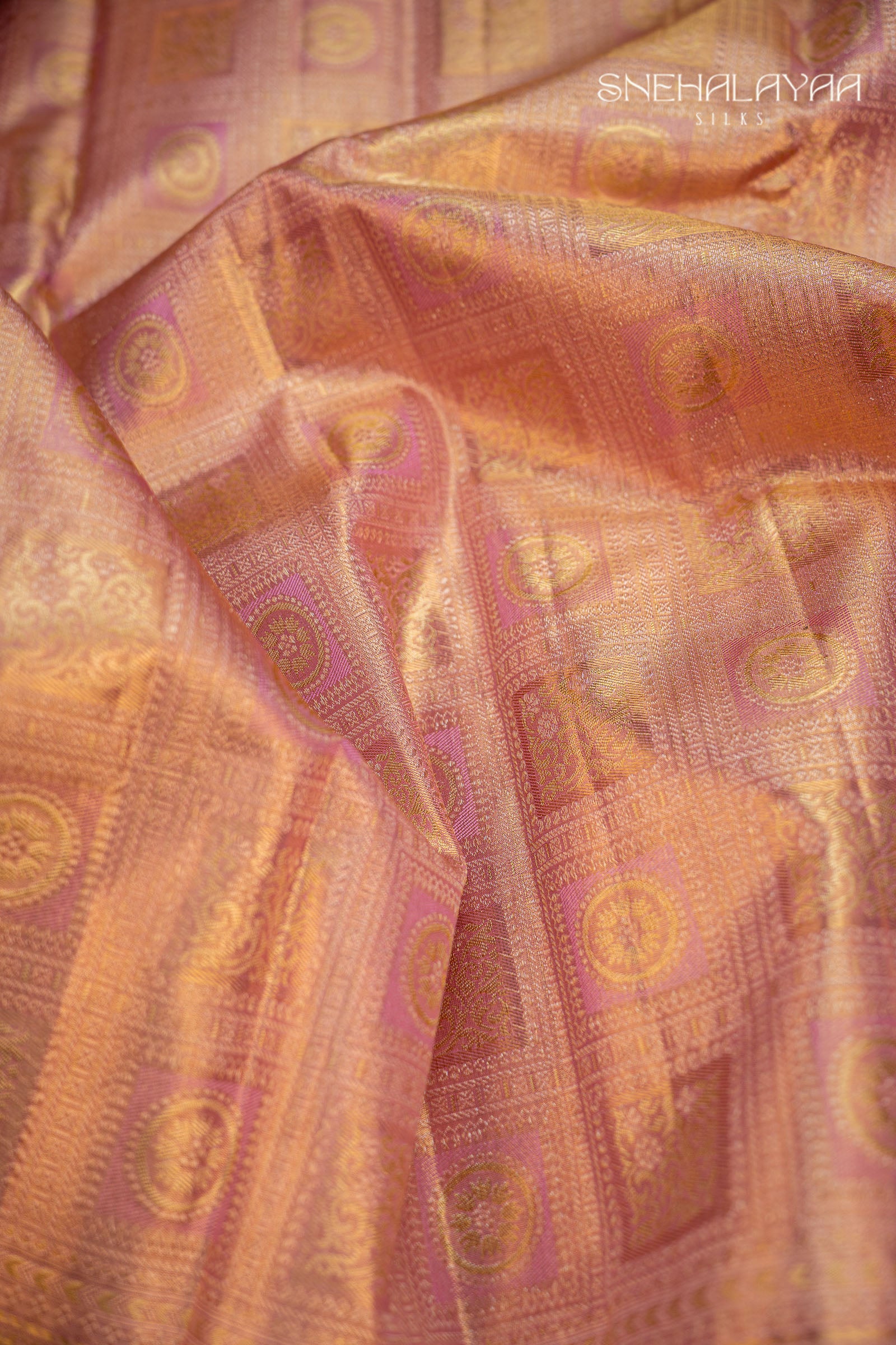 Flamingo Pink Kancheevaram Tissue Silk Saree