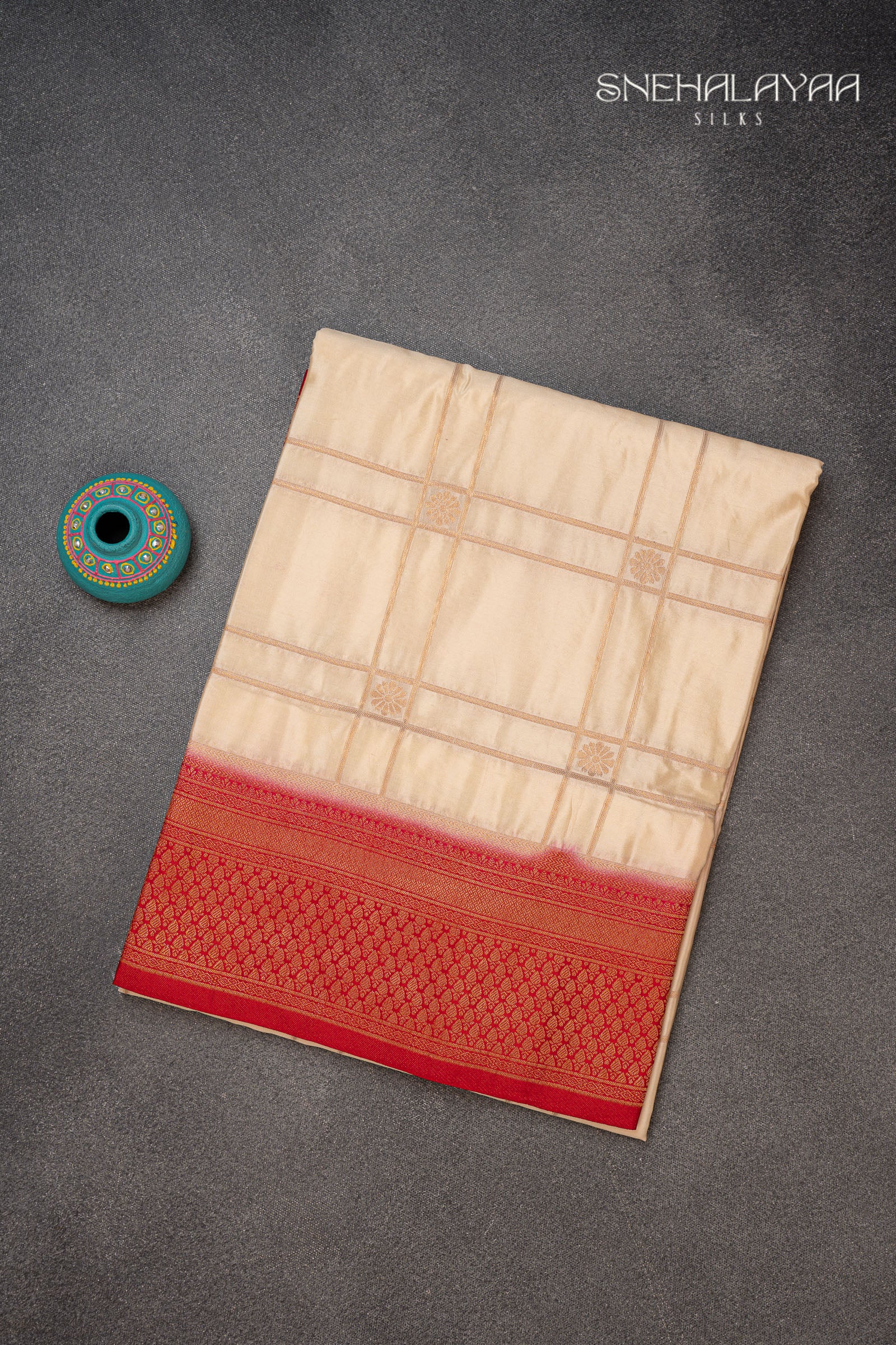 Cream Semi Mysore Silk Saree