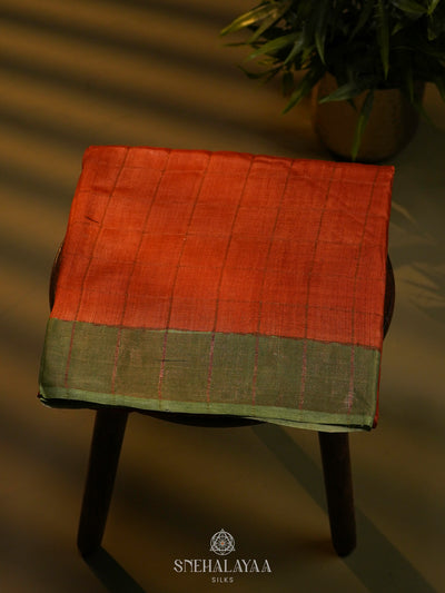 Orange Tussar Saree