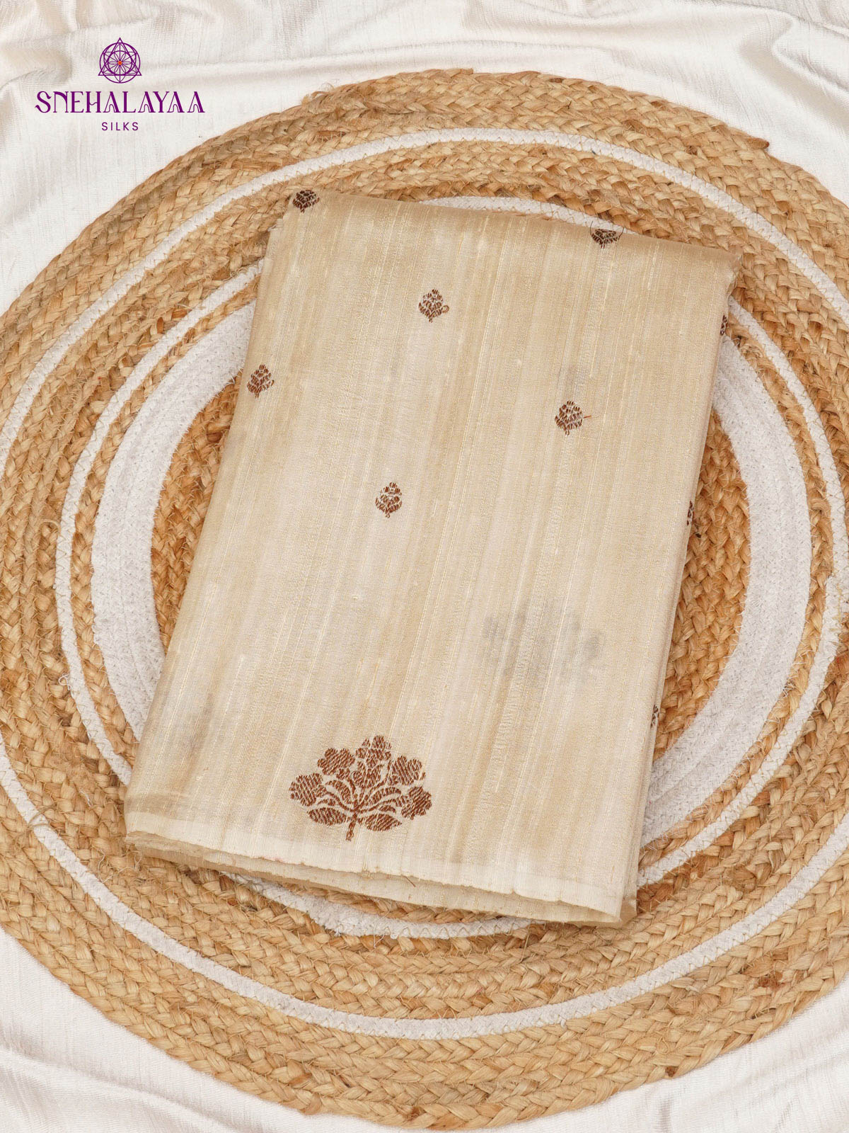 Cream Banaras Raw Silk Saree