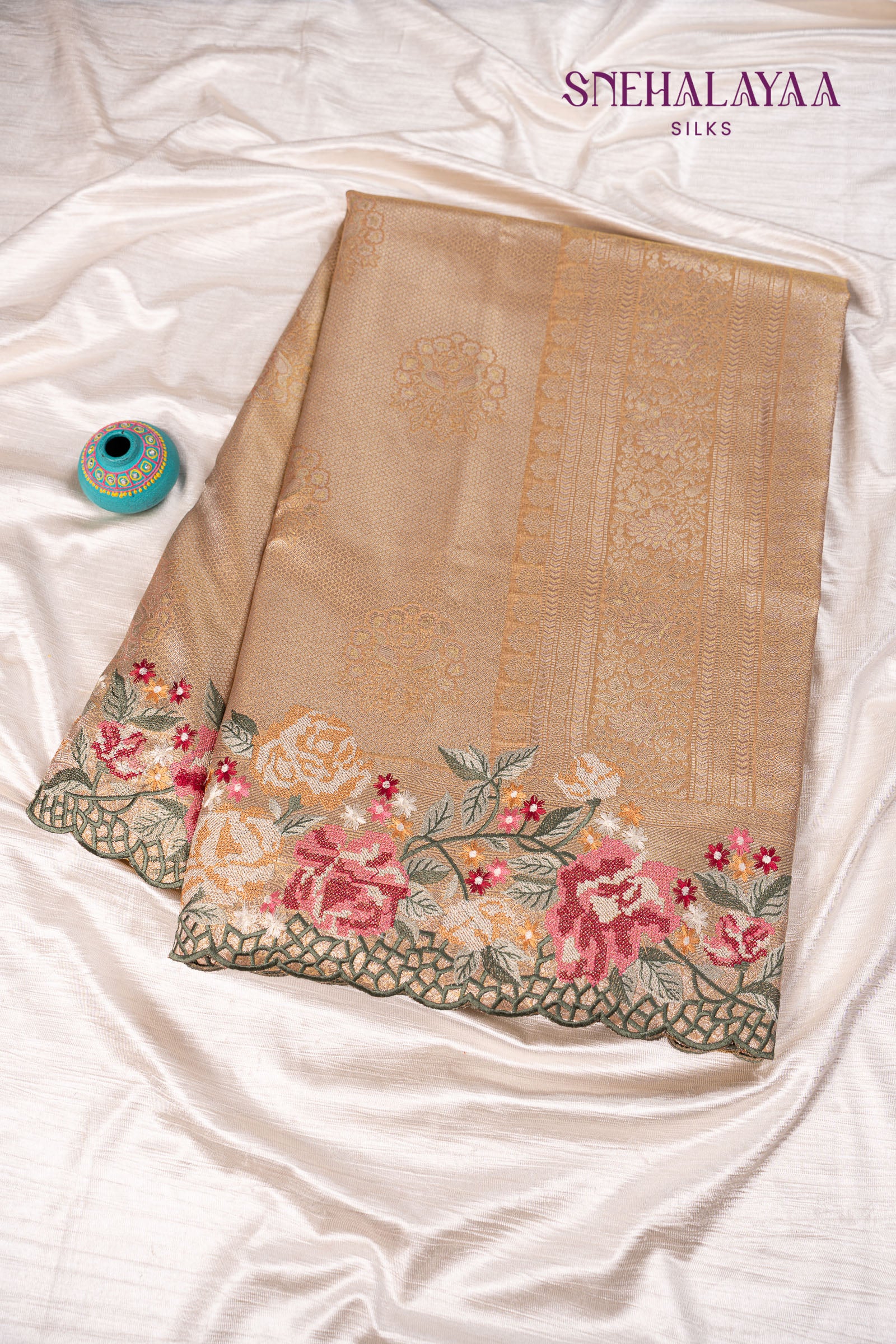 Beige Banaras Tissue Saree